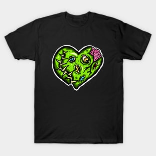 Zombie Heart Tooth Brain Green Valentines Day T-Shirt